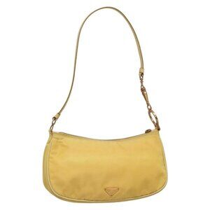 Authentic PRADA Shoulder Bag Nylon Yellow Gold